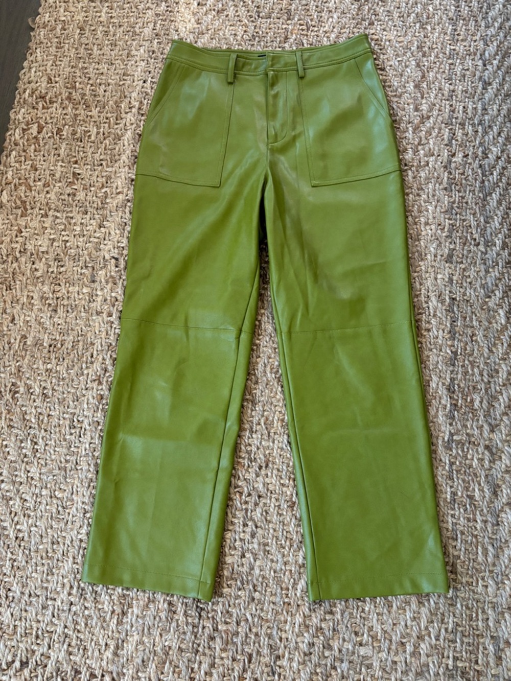 7 For All Mankind Lime Green vegan Leather Pants Sz M